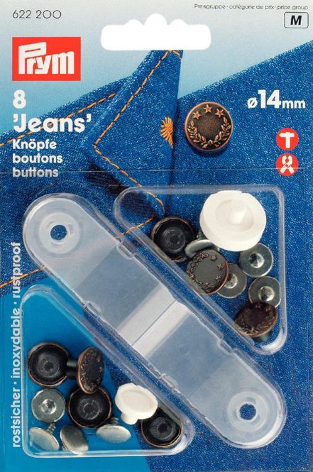 Hovedbilde Prym Jeansknapper Messing/Antikk/Sølv 14mm 8stk