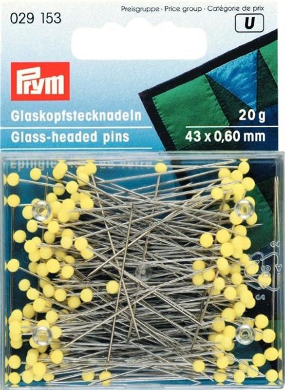 PRYM Ekstra Lange Knappenåler m/ glasshode