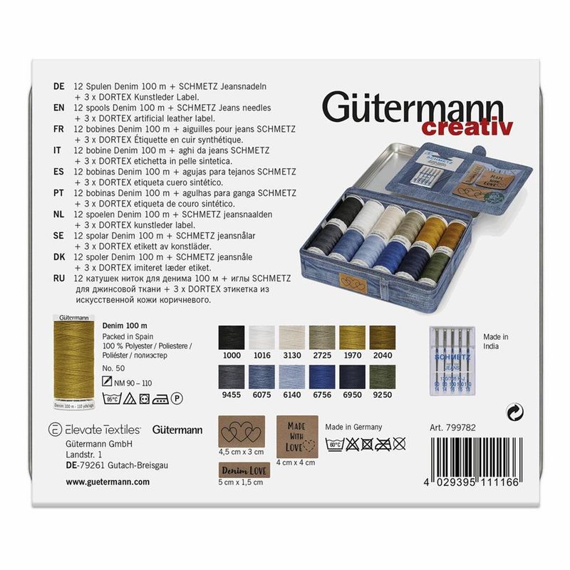 Gütermann Denim Trådpakke 12x100m